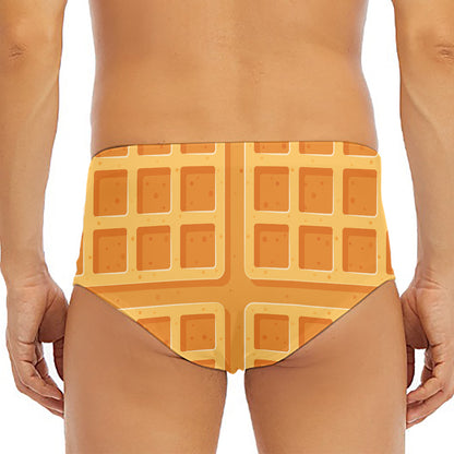 Round Waffle Print Men's Triangle Swim Briefs