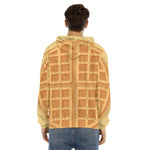 Round Waffle Print Men's Velvet Pullover Hoodie