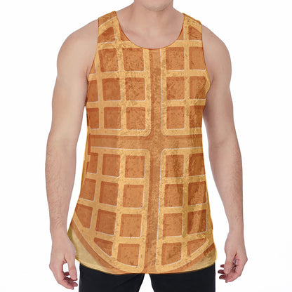 Round Waffle Print Men's Velvet Tank Top