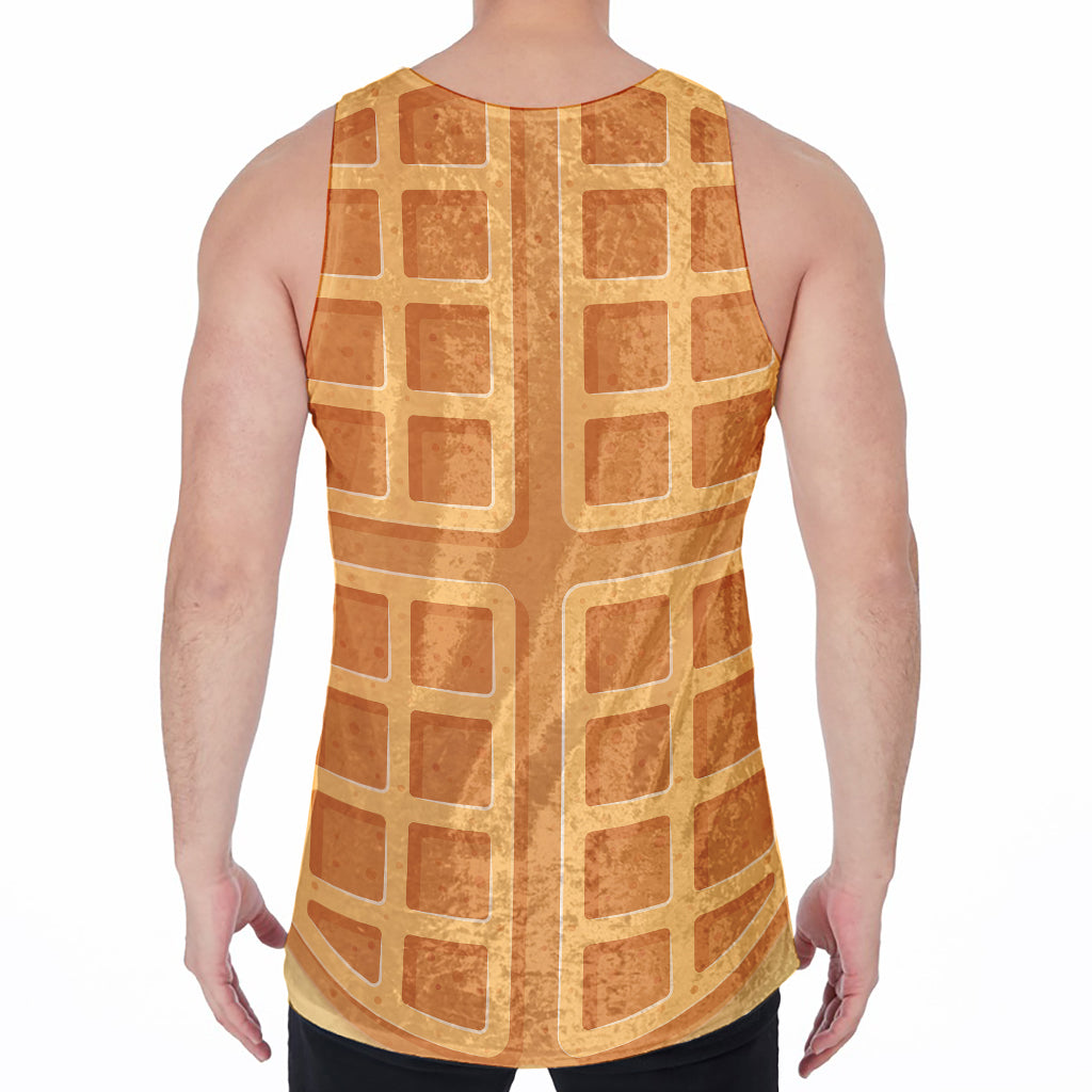 Round Waffle Print Men's Velvet Tank Top