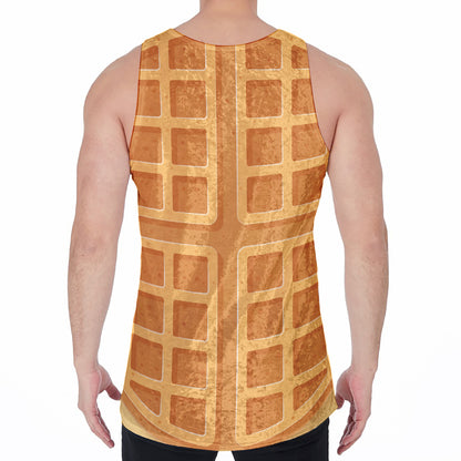 Round Waffle Print Men's Velvet Tank Top