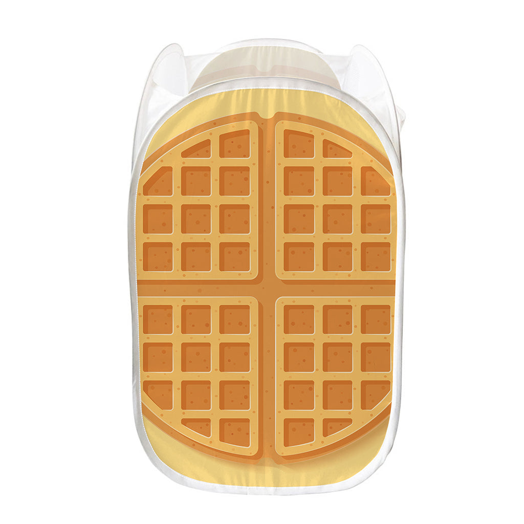 Round Waffle Print Mesh Laundry Hamper