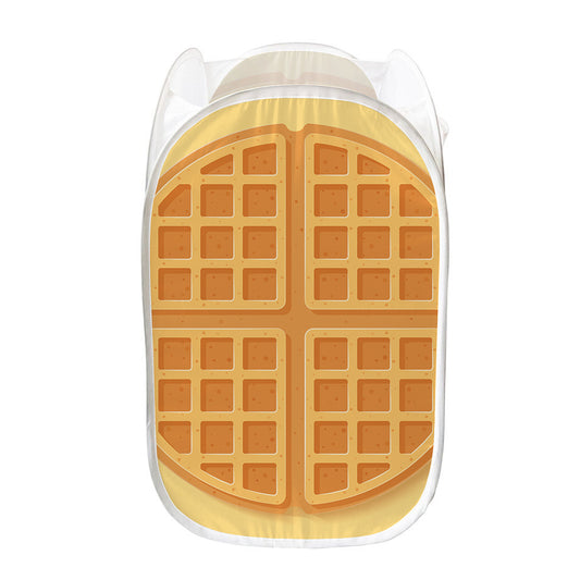 Round Waffle Print Mesh Laundry Hamper