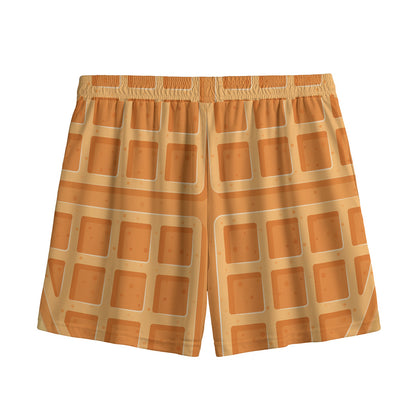 Round Waffle Print Mesh Shorts