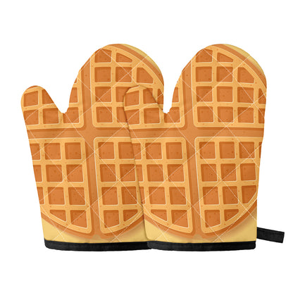Round Waffle Print Oven Mitts