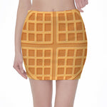 Round Waffle Print Pencil Mini Skirt