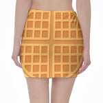 Round Waffle Print Pencil Mini Skirt