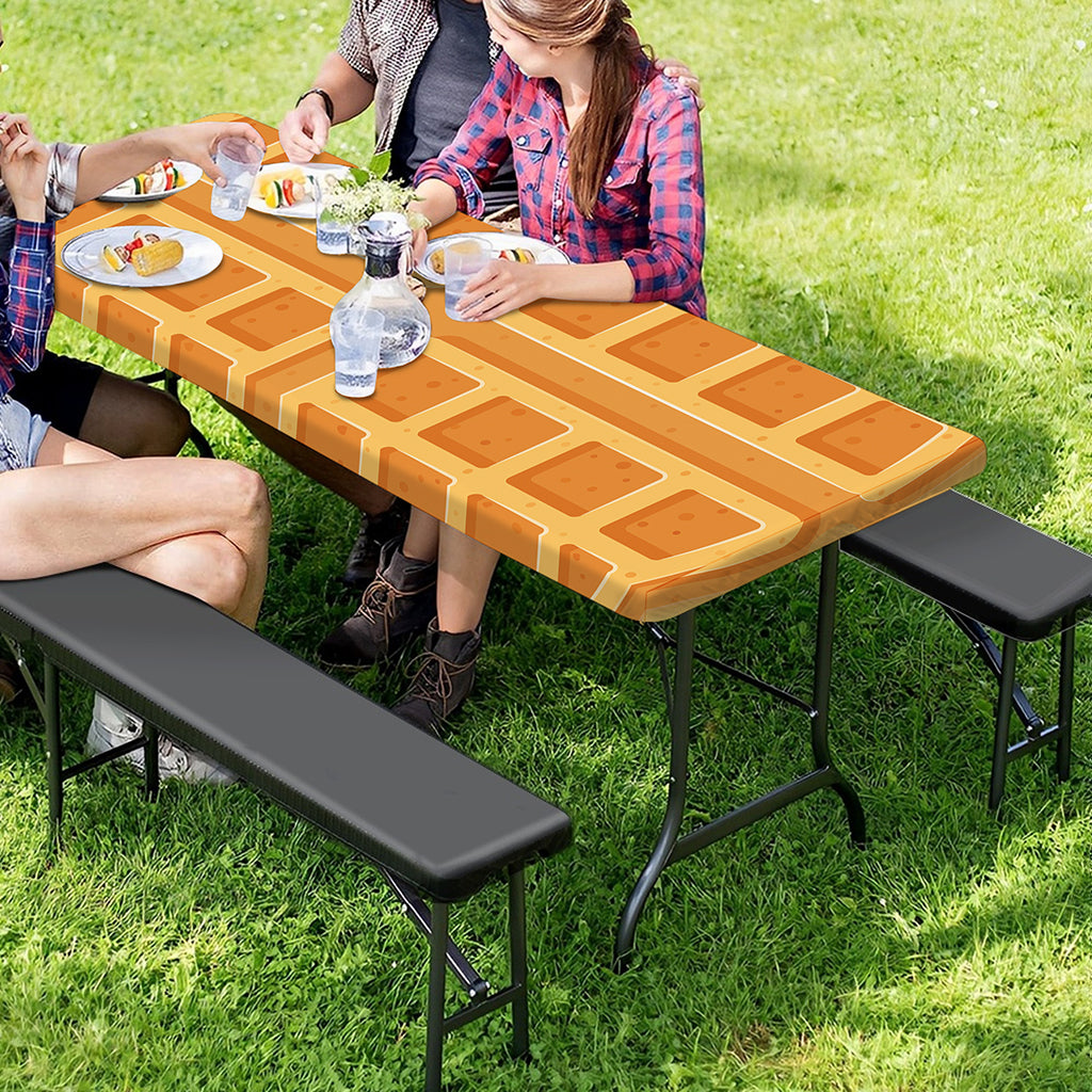 Round Waffle Print Picnic Table Cover