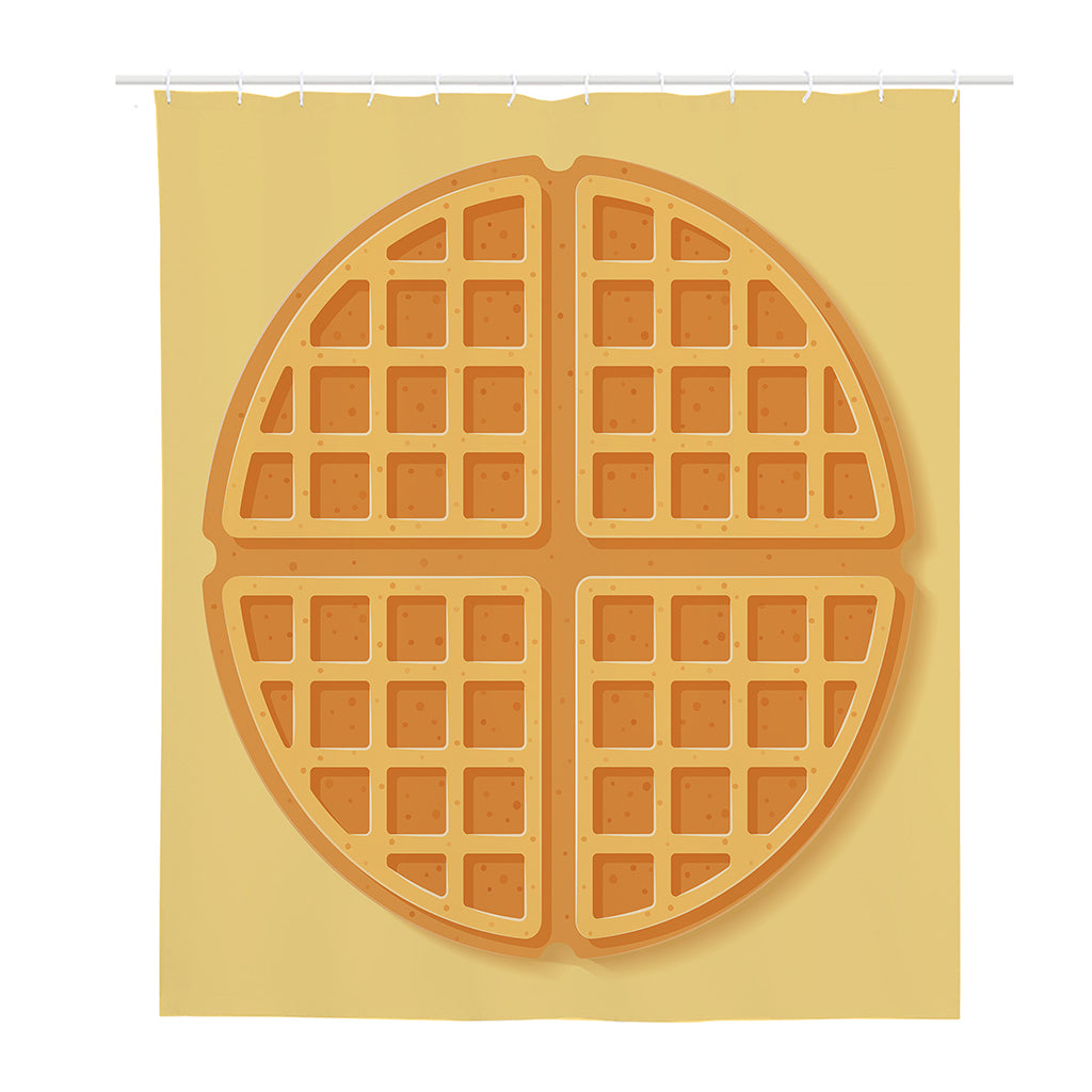 Round Waffle Print Polyester Shower Curtain