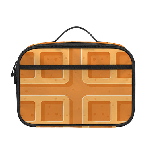 Round Waffle Print Portable Lunch Bag