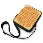 Round Waffle Print Rectangular Crossbody Bag