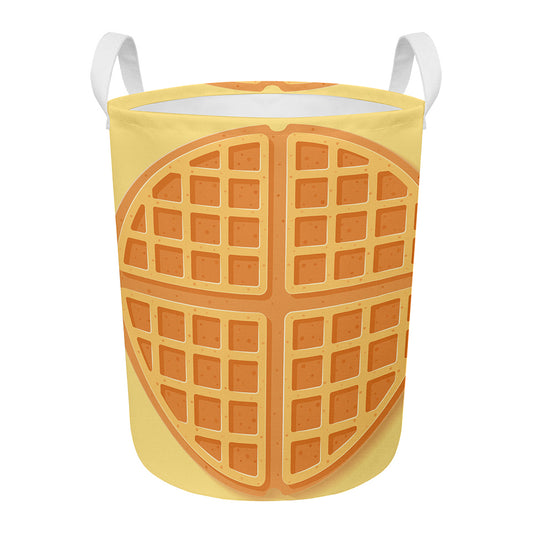 Round Waffle Print Round Laundry Basket