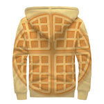Round Waffle Print Sherpa Lined Zip Up Hoodie