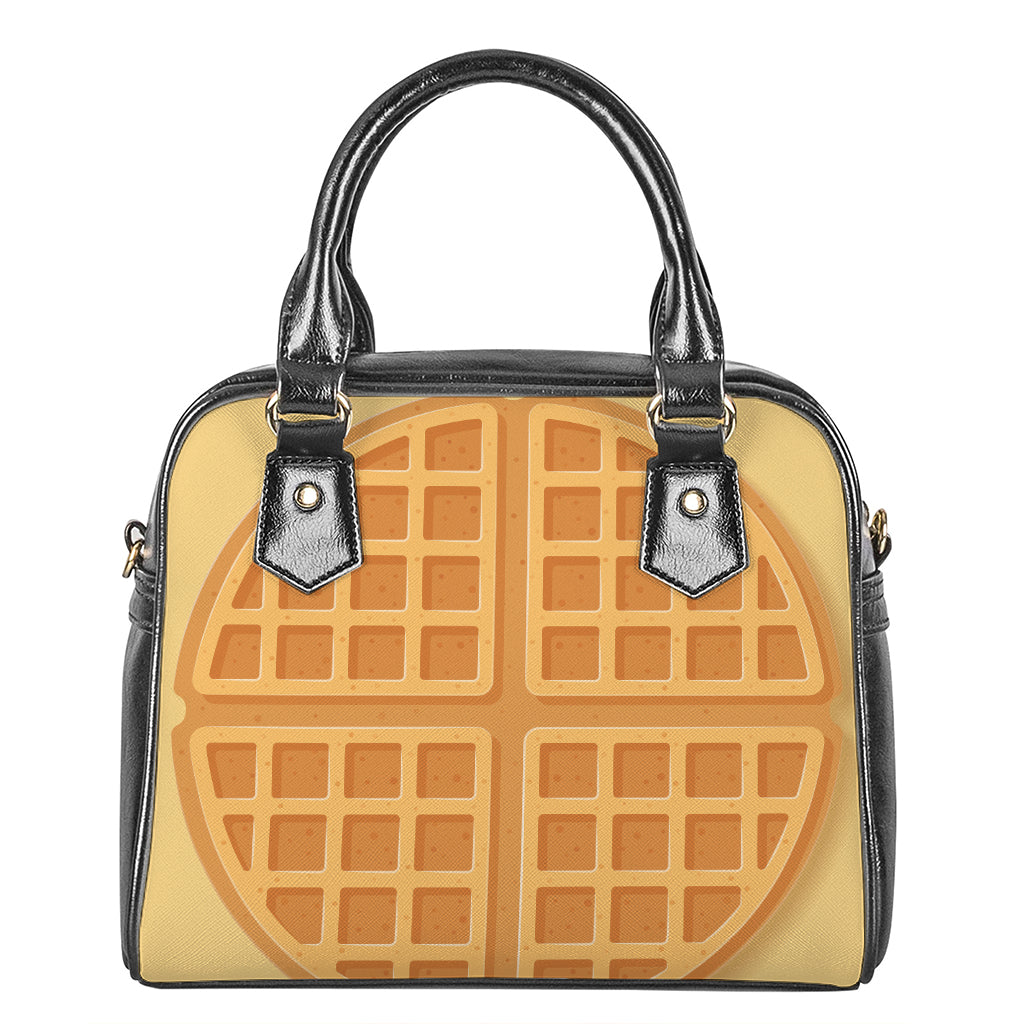 Round Waffle Print Shoulder Handbag
