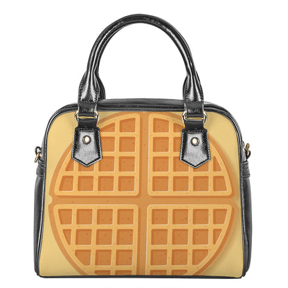 Round Waffle Print Shoulder Handbag