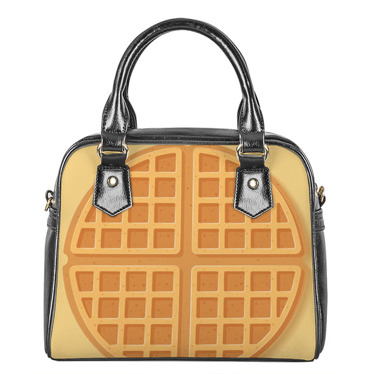 Round Waffle Print Shoulder Handbag