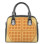 Round Waffle Print Shoulder Handbag