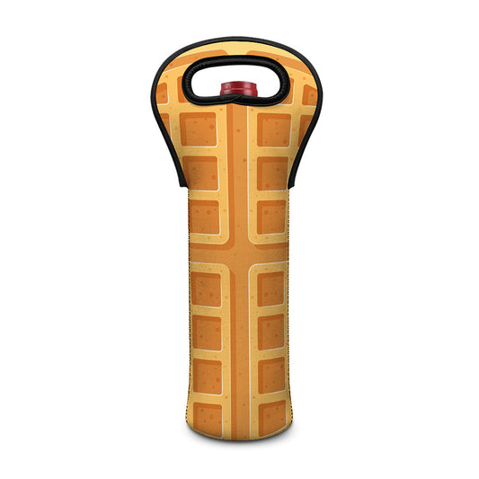 Round Waffle Print Single Neoprene Wine Tote