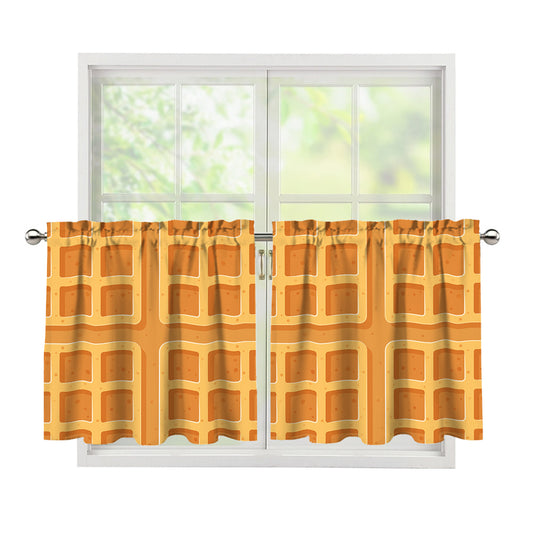 Round Waffle Print Tier Curtains