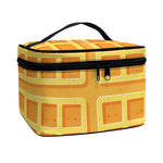 Round Waffle Print Travel Makeup Bag