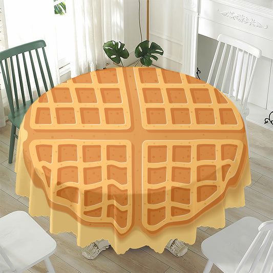 Round Waffle Print Waterproof Round Tablecloth