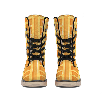 Round Waffle Print Winter Boots