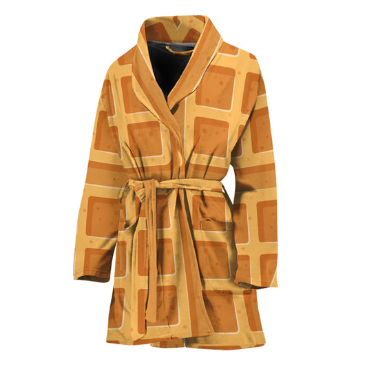 Round Waffle Print Women's Bathrobe