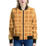 Round Waffle Print Women's Bomber Jacket