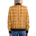 Round Waffle Print Women's Bomber Jacket