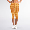 Round Waffle Print Women's Capri Leggings