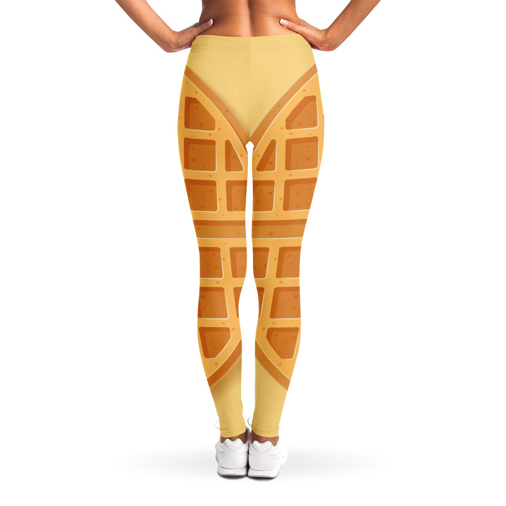 Round Waffle Print Women's Leggings