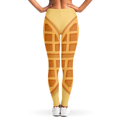 Round Waffle Print Women's Leggings