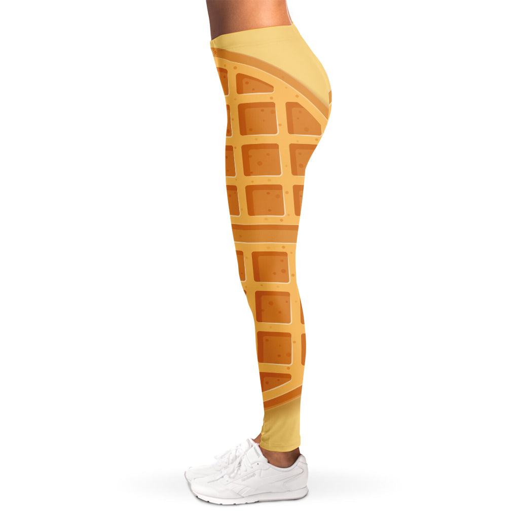 Round Waffle Print Women's Leggings