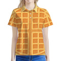 Round Waffle Print Women's Polo Shirt