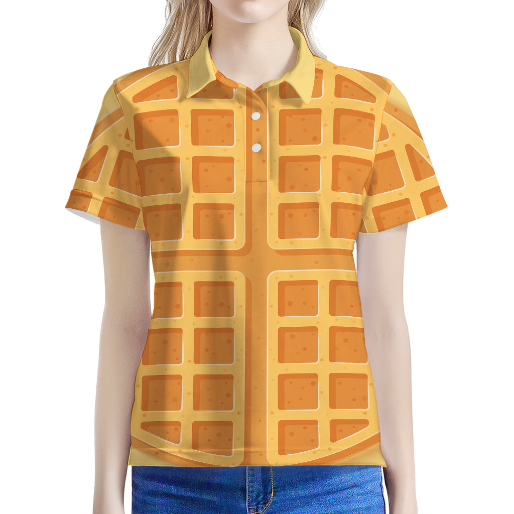 Round Waffle Print Women's Polo Shirt