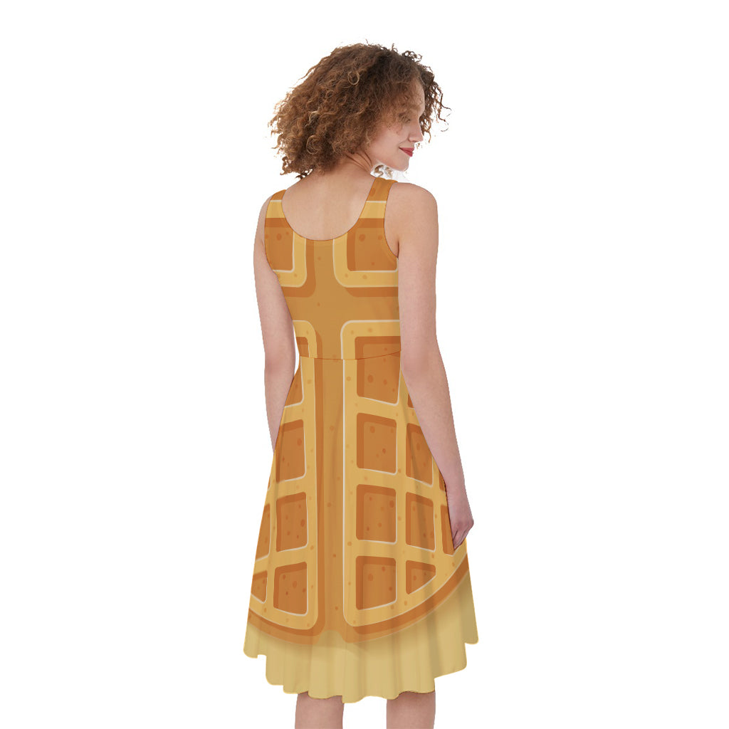 Round Waffle Print Women's Sleeveless Dress