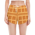 Round Waffle Print Women's Split Running Shorts