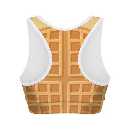 Round Waffle Print Women's Sports Bra