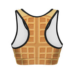 Round Waffle Print Women's Sports Bra