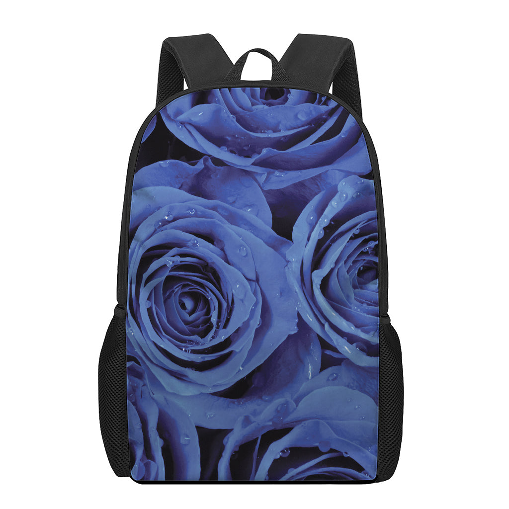 Royal Blue Rose Print 17 Inch Backpack