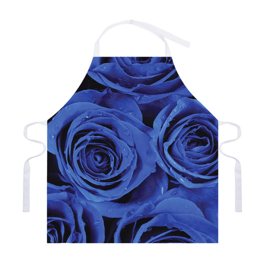 Royal Blue Rose Print Adjustable Apron