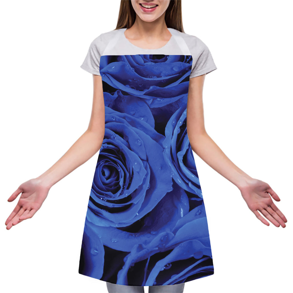 Royal Blue Rose Print Adjustable Apron
