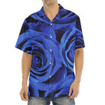 Royal Blue Rose Print Aloha Shirt