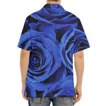 Royal Blue Rose Print Aloha Shirt
