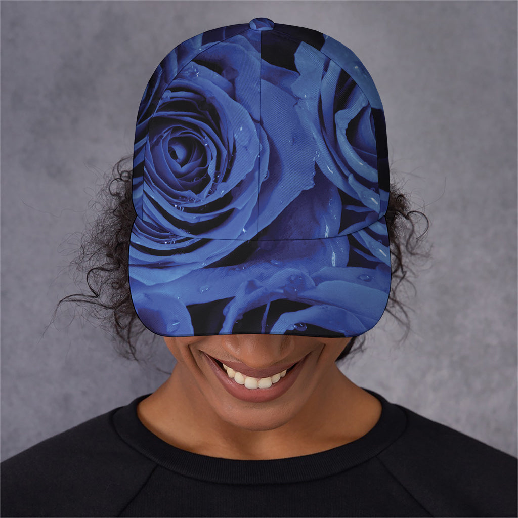 Royal Blue Rose Print Baseball Cap