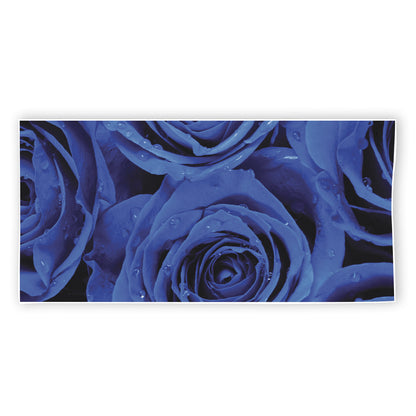 Royal Blue Rose Print Beach Towel