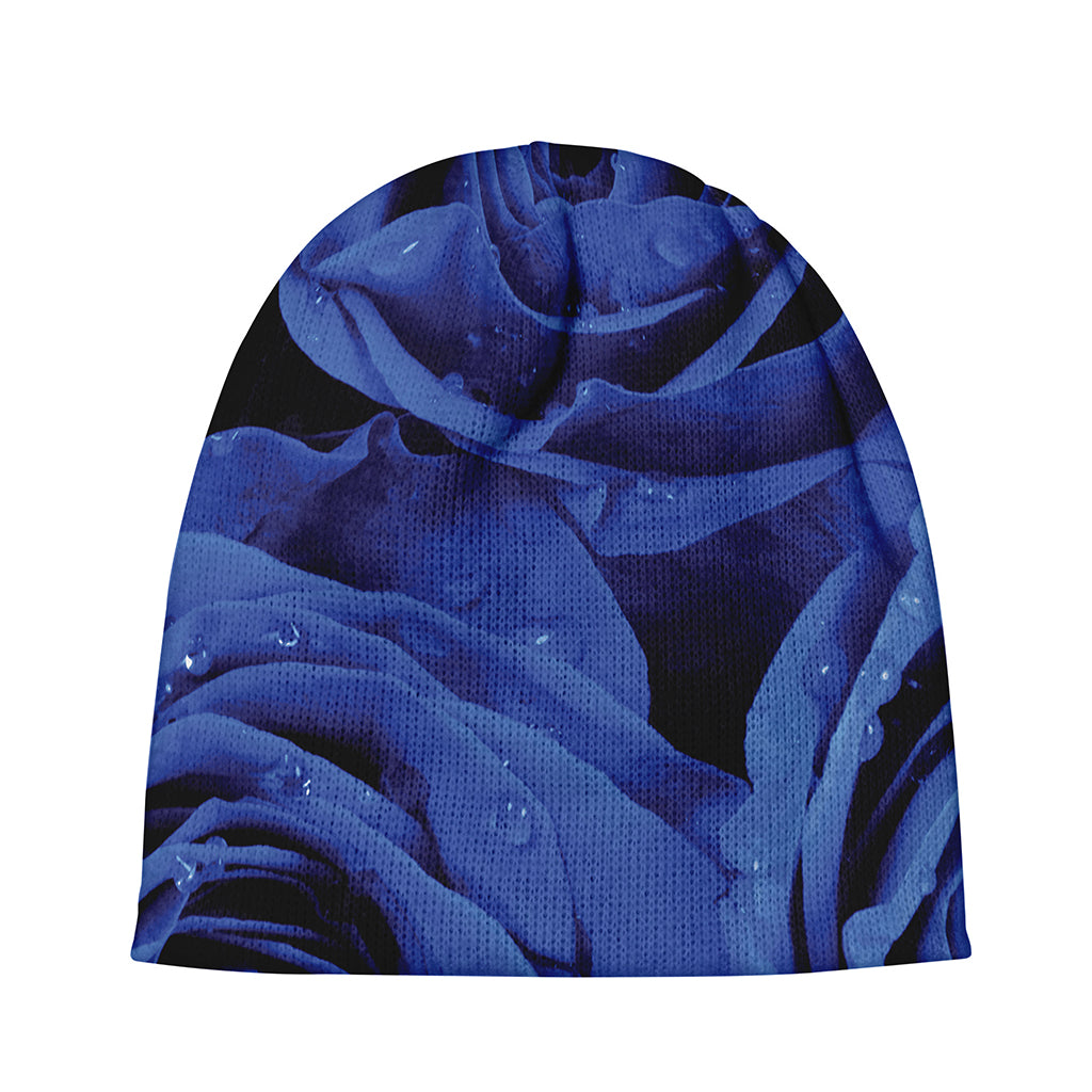 Royal Blue Rose Print Beanie