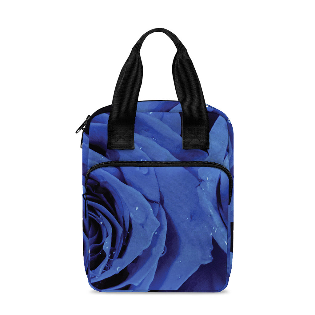 Royal Blue Rose Print Bible Tote Bag