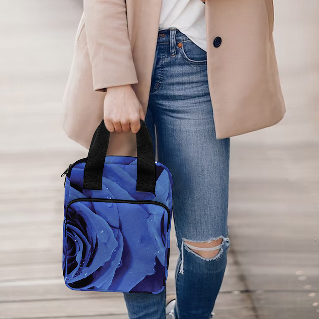 Royal Blue Rose Print Bible Tote Bag