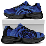 Royal Blue Rose Print Black Chunky Shoes